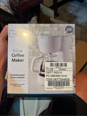 Mainstays White 5-Cup Drip Coffee Maker